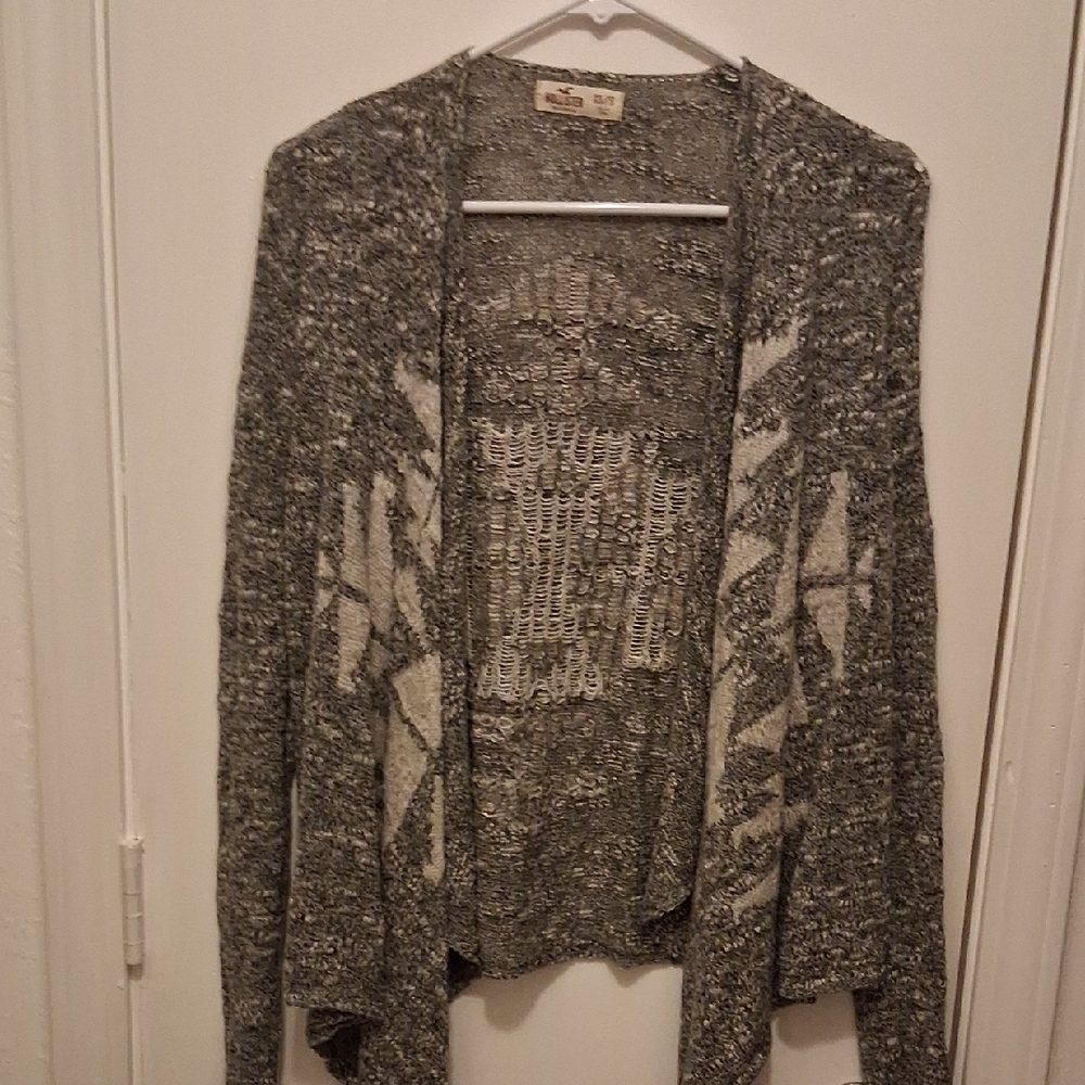 Hollister Gray Patterned Cardigan